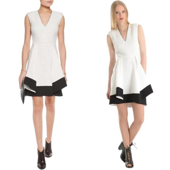 Maje Dresses & Skirts - Maje Reese Mesh Paneled Matelasse Mini Dress Womens 1 Small White Black Cocktail